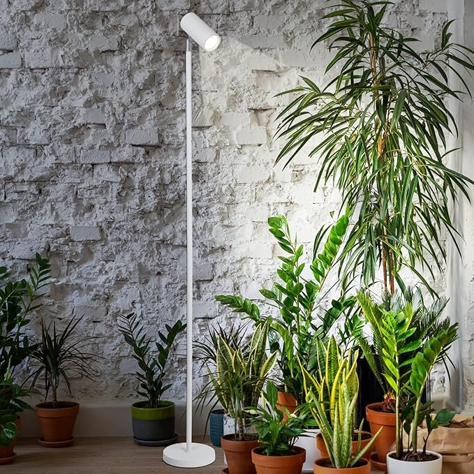HMVPL White Grow Lights for Indoor Plants Full Spectrum,Tall Plant Light for Indoor Growing with 20W COB Plant Light Bulb,4/8/12H Timer,Led Growth Floor Lamp for Large Plant Seedling(6 Level Height)