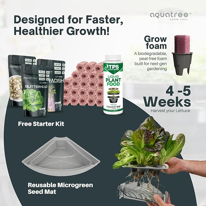 ATL1 Hydroponic Growing System Kit Garden Indoor Tabletop Garden Planter Tower with Self Watering & LED Light - Hydroponic Microgreens, Lettuce, Herbs, Sprouts in Your Home & Kitchen