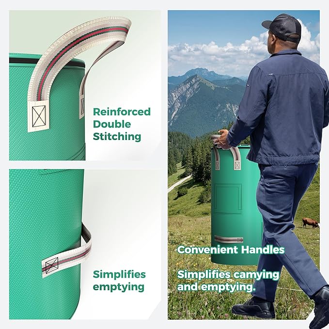 Compost Bin Outdoor - 32 Gallon Breathable Thickened Reusable Garden Yard Waste Bags, Composting Bin for Outside Garden with Faster Composting & Odor Reduction