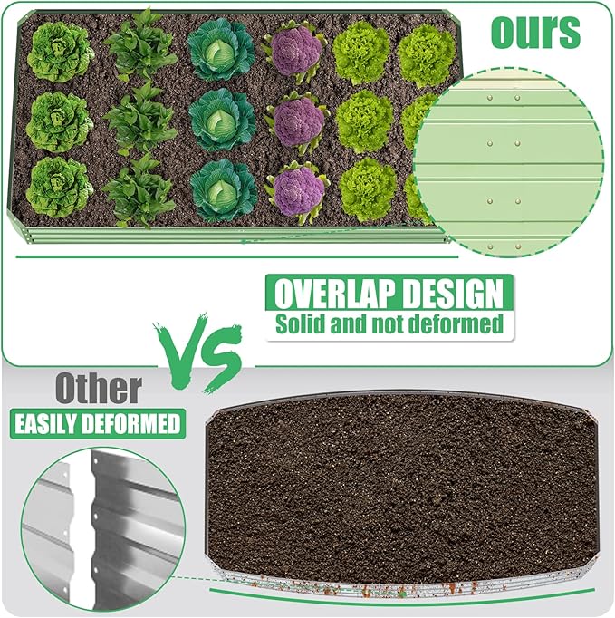 SnugNiture Galvanized Raised Garden Bed 6x3x2FT Outdoor Large Metal Planter Box Steel Kit for Planting Vegetables, Flowers