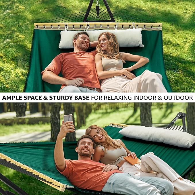 Tranquillo Unity Adjustable Hammock Stand; Premium Quality, 800 lbs Capacity, 30-Second Easy Setup, Durable Steel Frame, Pre-Assembled and Portable for Indoor & Outdoor Use, Emerald Green