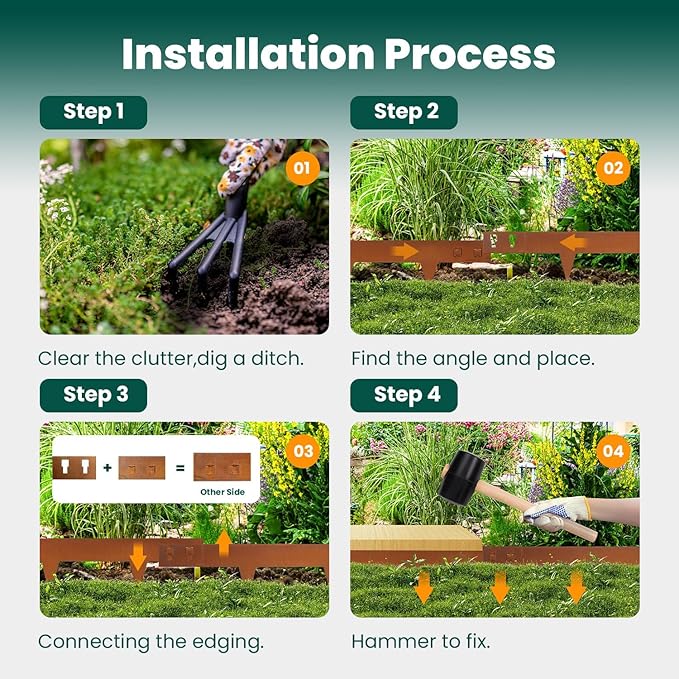 Corten Steel Landscape Edging 4.5 Inch Depth Steel Landscaping Edging 40 Inch Strips10 pcs Metal Garden Landscape Border Rusted Edge for Lawn Yard Outdoor Plant by GZGNEEVL