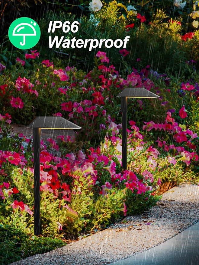 5W Low Voltage Landscape Pathway Lights with Connectors,12-24V Outdoor Path Lights, 3000K Wired Landscape Lights for Yard Garden Walkway, IP66 Waterproof（12Pack）