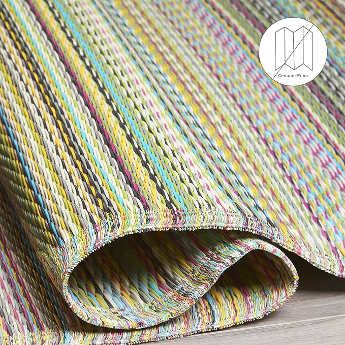 Fab Habitat Outdoor Rug - Waterproof, Fade Resistant, Crease-Free - Premium Recycled Plastic - Striped - Porch, Deck, Balcony, Mudroom, Laundry Room, Patio - Cancun - Candy - 2.5 x 8 ft Runner