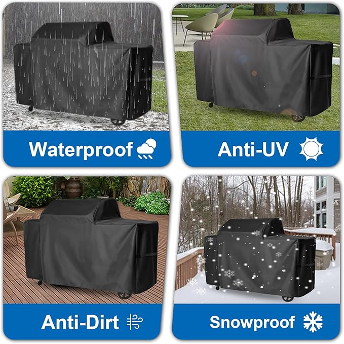 600D Heavy Duty Grill Cover for Traeger Woodridge Pro and Wood Ridge Elite Pellet Grill - TFB97JLH. Full-Length All Weather Grill BAC776 Accessory, 68" L x 27" W x 47" H