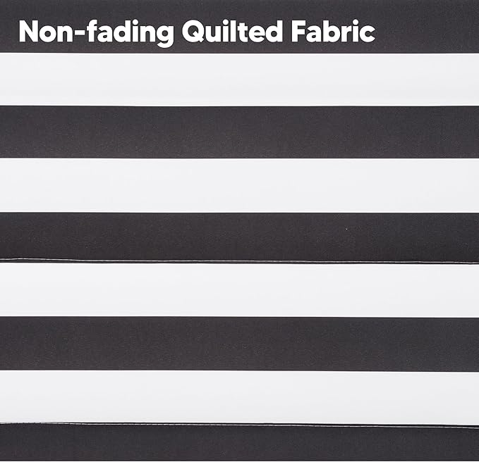 SUNCREAT Double Quilted Hammock with Hardwood Spreader Bar, Extra Large Soft Pillow, Heavy Duty 2 Person Hammock for Indoor, Outdoor, Black Stripes