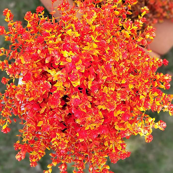 Fall Artificial Flowers for Outdoors Fake Plants - 12 Bundles Face Mums Outside Greenery UV Resistant No Fade Faux Shrubs Home Garden Porch Patio Decoration Office Thanksgiving