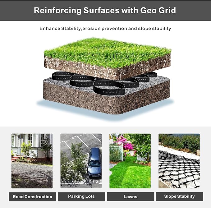 Gravel Grid 2" Thick Geo Ground Grid for Gravel- 9x17FT Geocell with 1885 LBS Per Sq Strength, Geogrid Driveway Stabilization System for Garden Landscaping Shed Base Slope Grass and Pathways