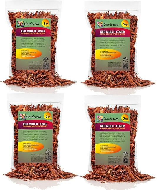 Gardenera Organic Red Mulch - Provide Natural Nutrients for Strong and Resilient Plants - 20 QUARTS