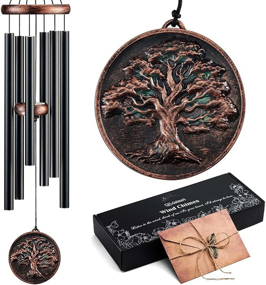 Memorial Wind Chimes for Outside, Sympathy Gifts for Loss of Loved One, Memorial Gift for Loss of Mom Dad Grandparent, Vintage Tree of Life Deep Tone Windchimes Outdoor (34" Tree of Life)