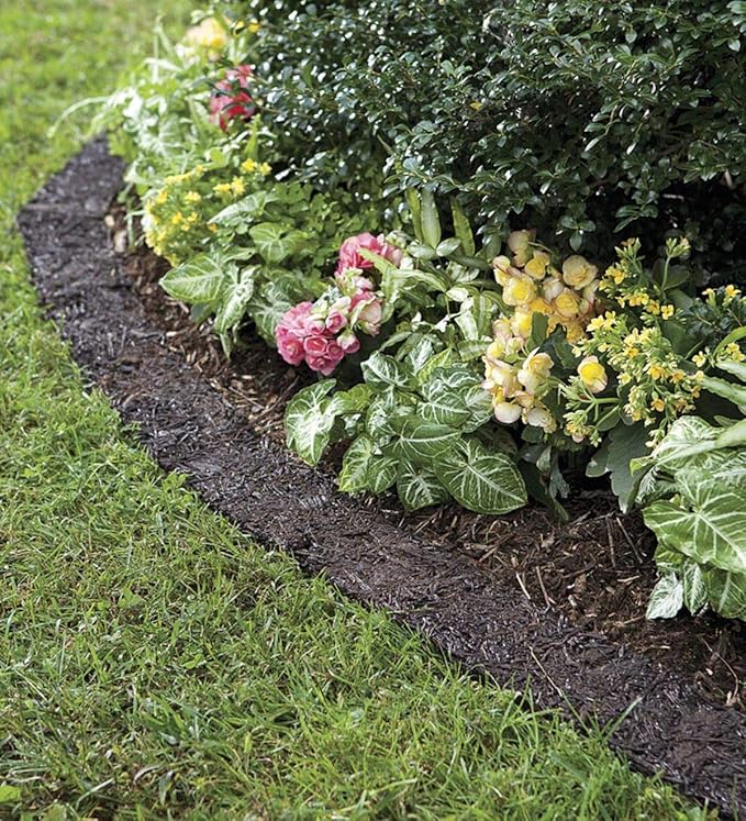 Permanent Mulch Recycled Rubber Border - 10 Feet Long x 4.5 Inches Wide | Weed Deterrent | Easy Install | Scatter-Proof | Landscaping | Paths | Eco-Friendly Design