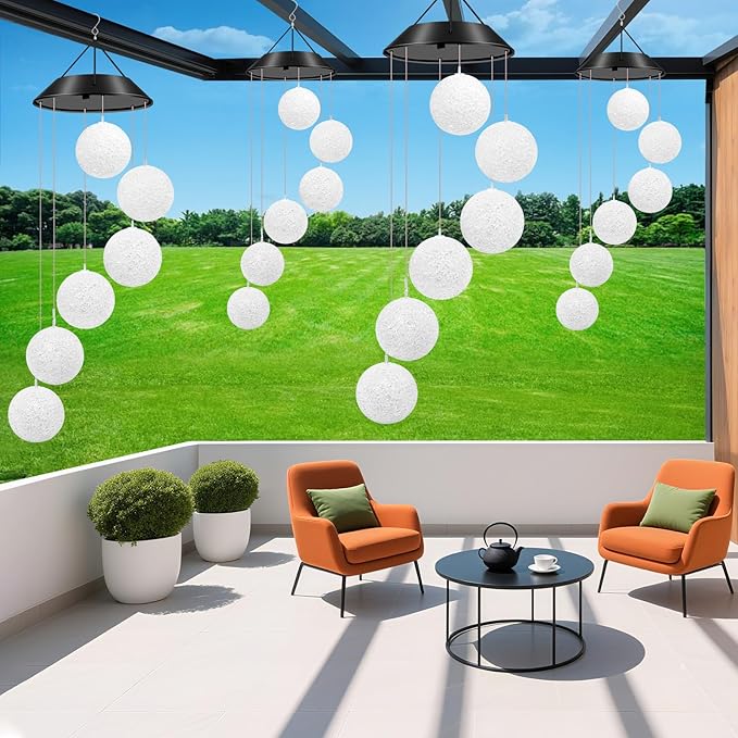Ball Solar Wind Chimes Color Changing Lights Outdoor, Best Gifts for Mom Grandma Women Wife Aunt Daughter Sister, Unique Mobile Wind Chime, Gardening Yard Decorations