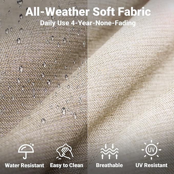 ovios 4 Pieces Patio Furniture Set with 30" Fire Pit Table, Outdoor Wicker Chairs of 4, All Weather High Back Rattan Chairs 4-Seater with Comfy Cushions, Beige