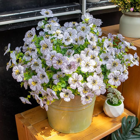 Artificial Flowers for Outdoors, 10 Bundles UV Resistant Artificial Outdoor Flowers, Not-Fading Silk Faux Flowers for Outdoor Planters for Home Garden Porch Decor, White