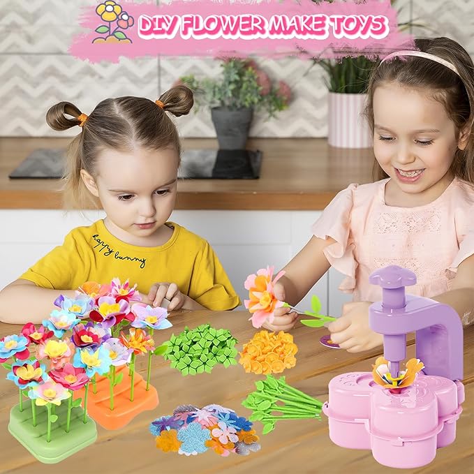 DIY Bouquet Making for Kids,Fabric Flower Bouquets Toys,Arts and Crafts for Girls Ages 4-8,Perfect for Birthday Gift and Flower Arrangement.