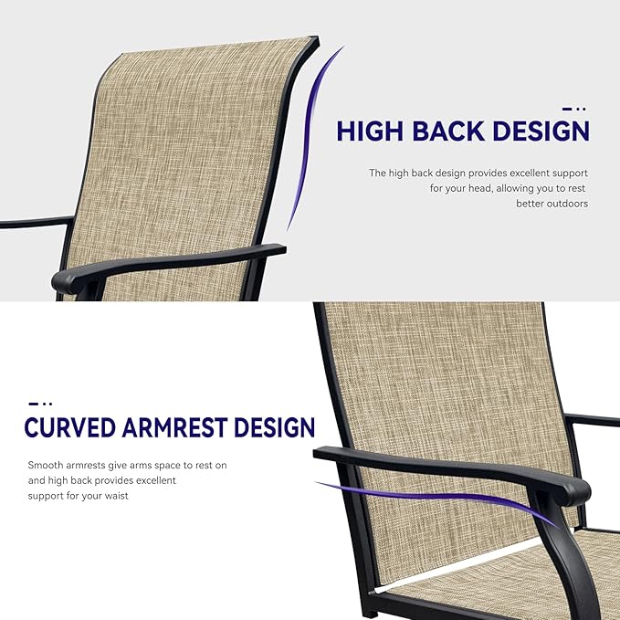 Patio Swivel Chairs Set of 6, Outdoor Dining Chairs with High Back, All-Weather Swivel Rocker Chair 400lb Weight Capacity, Outdoor Furniture for Backyard, Deck, Lawn, Porch or Garden