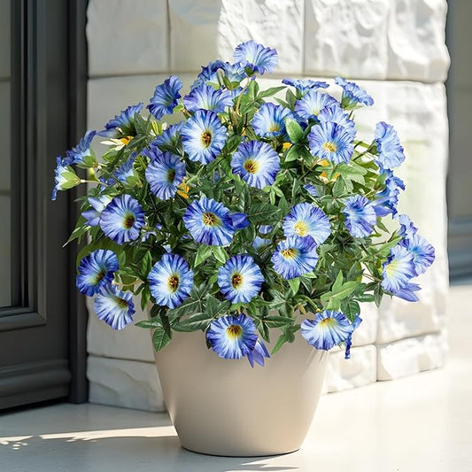 UV Resistant Artificial Petunias Fake Flowers Artificial Flowers for Outdoors Silk Flowers Fake Hanging Basket Plants Suitable for Outdoor Porch Decoration Patio Decoration,13.3In,Blue, 4PCS