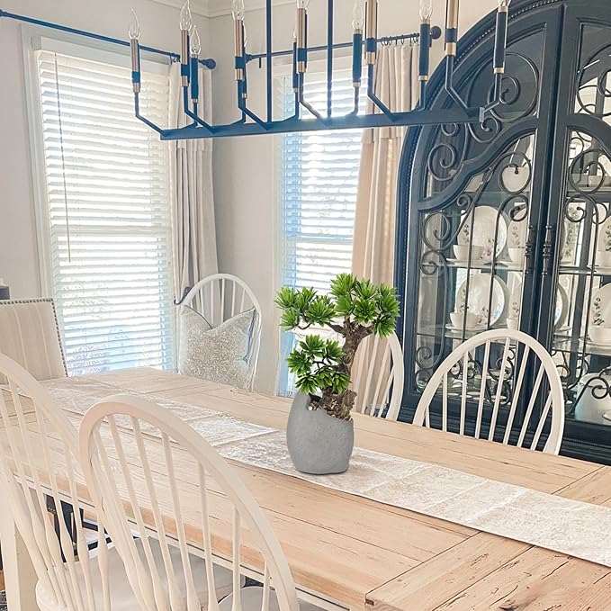 Fake Bonsai Tree Bonsai Plant 13.8” Tall Artificial Bonsai Trees with Cemant Pot Decorated with Pebbles Desk Plant Indoor Bonsai for Home Office Decor