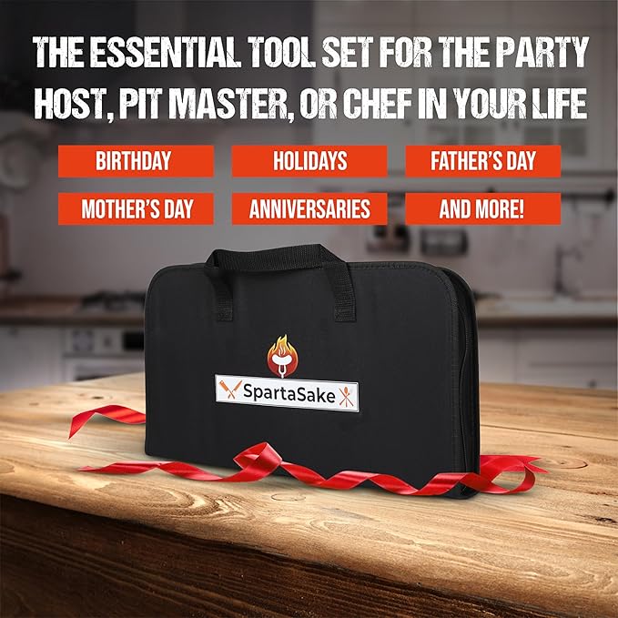 SpartaSake BBQ Grilling Accessories - Stainless Steel Barbecue Grill Tools Accessories kit Spatula Thermometer Tongs for Blackstone Griddle Outdoor Camping-Grill Set Gifts for dad Men Women(24 pcs)