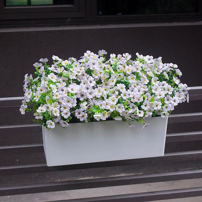 White Artificial Outdoor Flowers 12 Bundles Daisy Elegant All-Weather Spring Summer Decoration Realistic Look for Outdoor Front Porch Events and Landscaping (White Daisy)