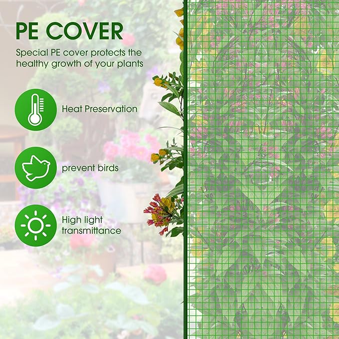 Onelike 80'' x 16'' x 55.5'' Plastic Raised Garden Bed with Greenhouse Cover and Trellis, Vertical Tomato Planters for Climbing Plants, Self Watering System Tomatoes Cage for Patio,Black,Large