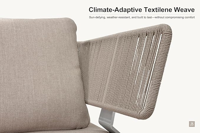 PURPLE LEAF Outdoor 3 Seater Wicker Sofa 82" Patio Couch with Tables Modern Aluminum Sofa Couch for Backyard Porch Apartment Living Room Bedroom, Cushions Included