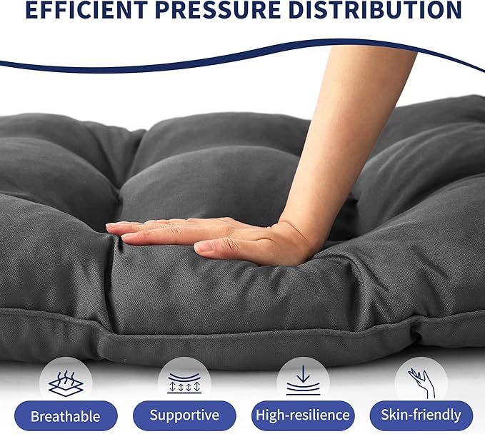 Outdoor Bench Cushion, 59x18x5 Inch, Waterproof Bench Cushion for Outdoor/Indoor Furniture, Tufted Patio Bench Seat Cushion, Fade Resistant Outdoor Cushions for Porch Swing Couch, Dark Grey