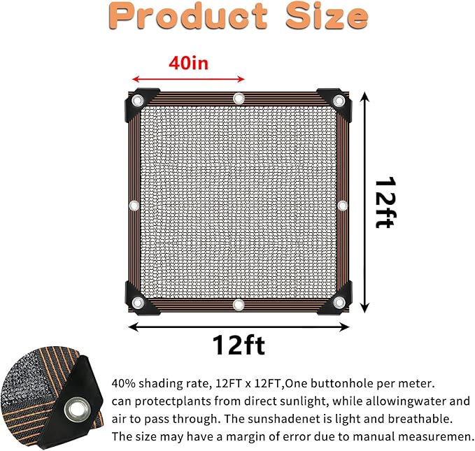 Shade Cloth for Plants Greenhouse, 40-50% Sunblock Shade Sails -for Outdoor Garden Pergola Patio Lawn Plant Sun Shade Cloths for Kennel Chicken Coop Easier to Hang Shade Net Cover