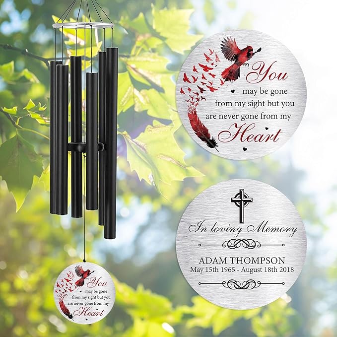 Personalized 36" Bereavement Wind Chimes for Outside, Memorial Gift in Remembrance of a Loved One, Sympathy Gift for Loss of Mother Father Husband, Garden Patio Decor