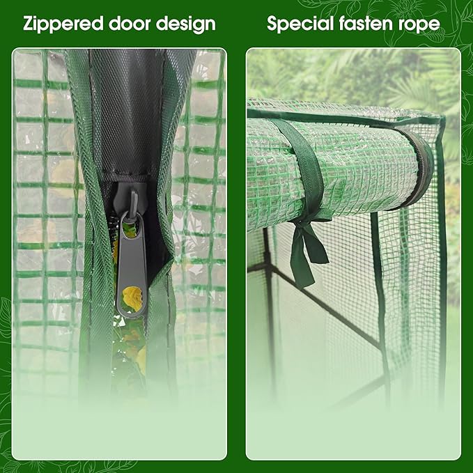 Onelike 32'' x 16'' x 55.5'' Plastic Raised Garden Bed with Greenhouse Cover and Trellis, Vertical Tomato Planters for Climbing Plants, Self Watering System Tomatoes Cage for Patio, Medium