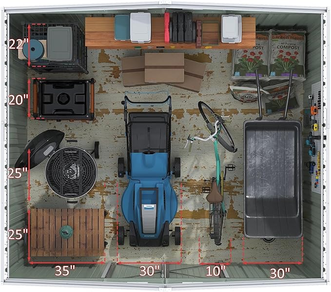 Greesum 10×8FT Outdoor Storage Shed, Metal Patio Storaged Sheds with Lockable Doors, Sheds & Outdoor Storage for Bike, Backyard, Pool and Garden, Gray