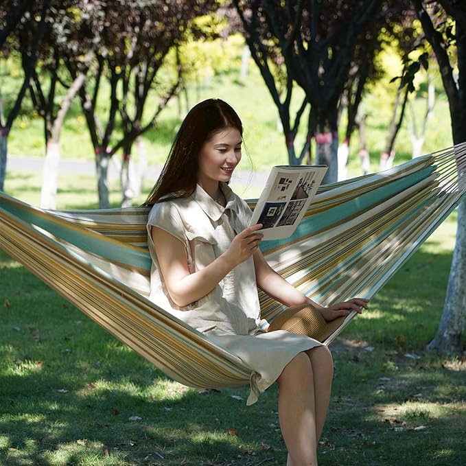INNO STAGE 2 Persons Hammock - Brazilian Double, Portable Camping Bed for Patio, Backyard, Porch, Outdoor & Indoor Use - Soft Cotton with Carrying Bag