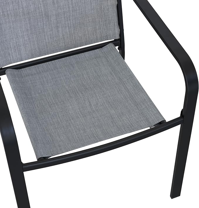 7-Piece Outdoor Dining Set, 48'' Round Table with 6 Stackable Chairs All Weather Furniture Set - Grey