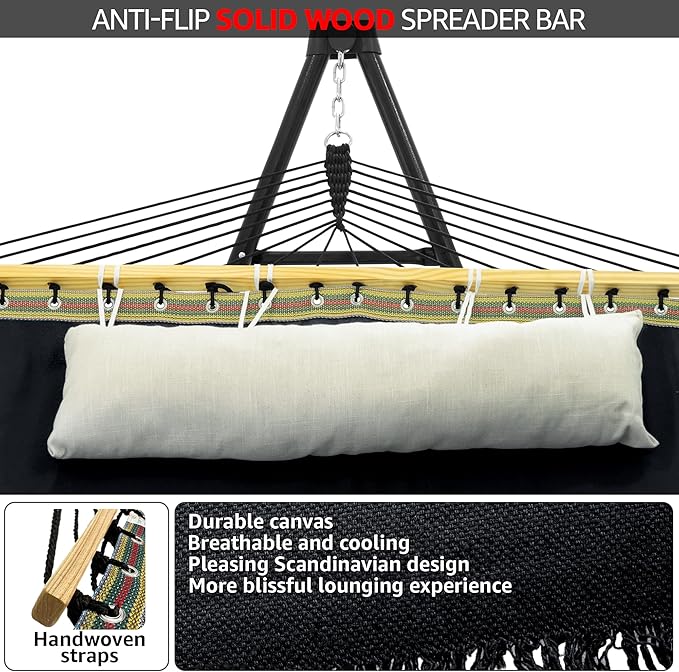 Tranquillo Unity Signature Steel Hammock Stand – 800 lbs Heavy-Duty Frame with Smooth, Noiseless Swing, Pre-Assembled for Quick Setup, Perfect for Indoor & Outdoor Relaxation; Black