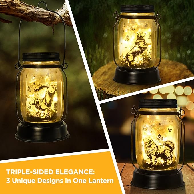 kyoryuger Pyrenees Gifts for Women/Men Pyrenees Dog Solar Lanterns Mom Birthday Dog Lovers Lantern Pet Loss Pet Memorial Lights Solar Garden Decoration for Yard, Patio,Backyard,Porch Torches Light