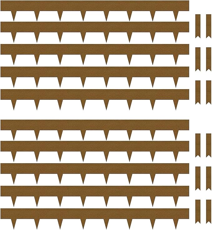 Worth Garden 10-Pack Corten Steel Landscape Lawn Edging - 5in H. (2.5" Above Ground + 2.5" Spikes) Rust Patina Bendable Metal Strips - Hammer-in Border w/ 11 Clips - Yard Pathway Divider (33Ft Total)
