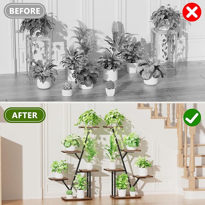 Plant Stand with Grow Light Indoor: Lighted Corner Plant Stands for Indoor Growing, 5 Tiered Plant Shelf, 40" Plant Shelf for Multiple Plants, Flower Holder Display for Living Room, Patio (2 Pack)