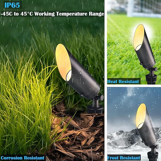 RGB Low Voltage Landscape Lighting, IP65 Adjustable Brass Color Changing Landscape Lights with Remote, 12V Spot Lights Outdoor for Yard Garden Patio Lawn Decorative