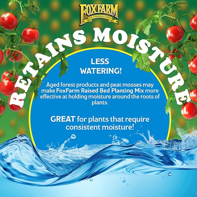 FoxFarm Raised Bed Planting Mix, 1.5cu ft - All-Purpose Garden Soil with Earthworm Castings & Oyster Shell - Ready-to-Use Blend for Vegetables, Flowers, Fruits & Herbs