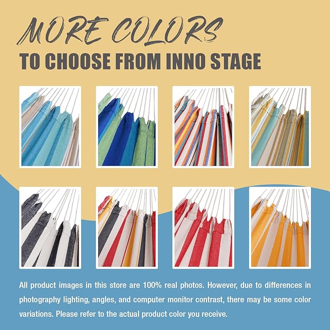 INNO STAGE Brazilian Double Hammocks - Woven Hammock Two Person Hanging Camping Bed for Patio, Backyard, Porch, Outdoor and Indoor Use - Soft Canvas Hammock with Portable Carrying Bag Yellow