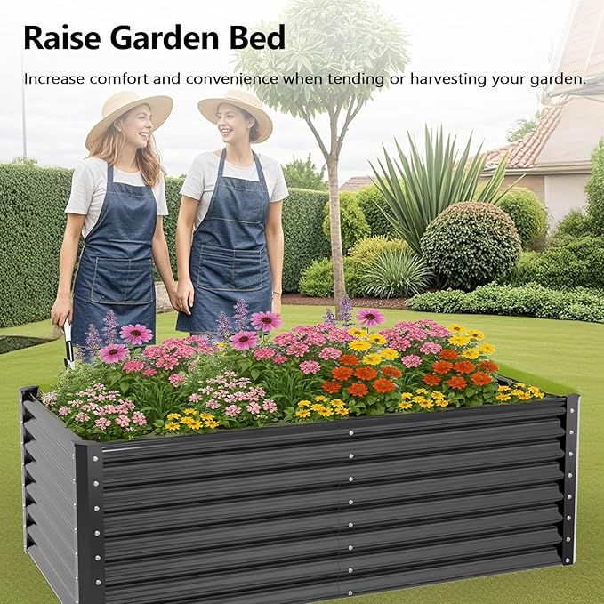 VINGLI 6x3x2ft Raised Garden Bed, Large Planter Garden Boxes Outdoor, Planter Raised Beds Kit for Gardening for Vegetables, Flowers, Herbs (Black)
