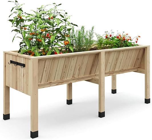 Raised Garden Bed 6 x 2 x 2.5FT, Raised Garden Beds Outdoor with 6 Legs, Detachable Liner, Wooden Raised Planter Box for Backyard, Patio, Balcony