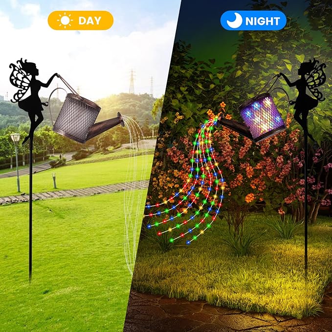 Solar Watering Can Lights Outdoor Decor, Metal Solar Fairy Light IP65 Waterproof, Hanging Garden Backyard Decor Lights Outside Patio Lawn, Gifts for Mom Grandma Women Birthday (Multicolor)