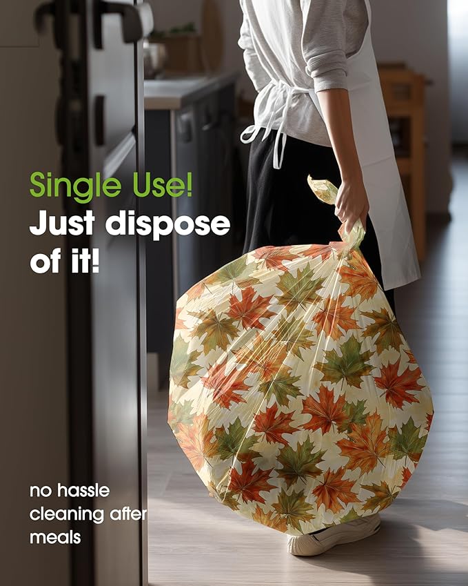 Pureegg Plastic Table Cloth Disposable 8 Pack, 54 x 108 Inch Table Cloths, Thanksgiving Decorations, Harvest Party, Fall Tablecloths, Rectangle Tables, Leakproof & Sturdy, Autumn Maple