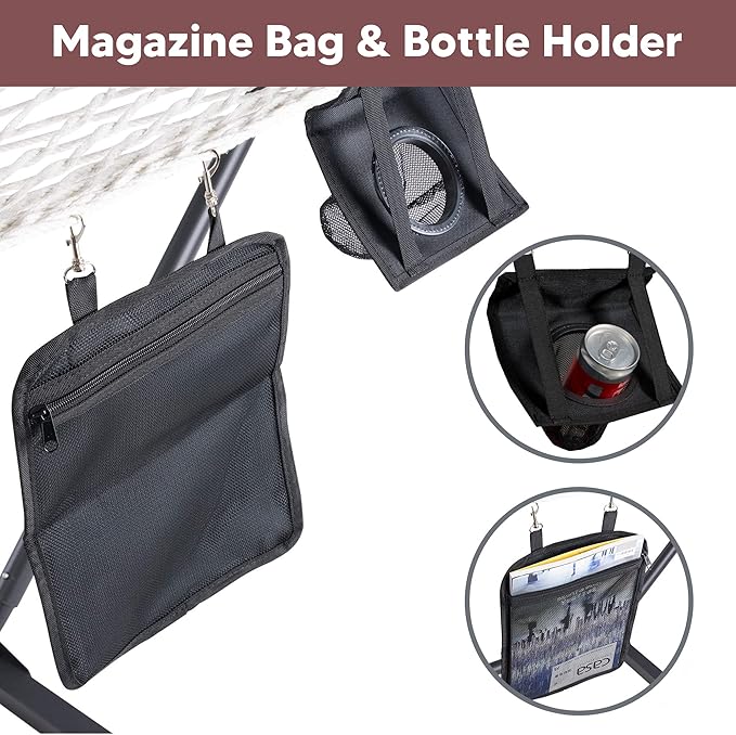 SUNCREAT Hammocks Portable Hammock with Stand, Hammock with Stand 2 Person Heavy Duty for Bedroom, Backyard, Patio, Balcony, Red Stripe