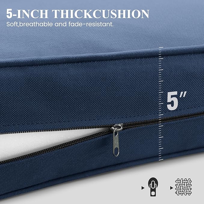 Aluminum Patio Furniture,Outdoor Metal Sectional Sofa with Table and Waterproof Covers,Grey and Blue Modern Patio Furniture Set for Garden Backyard (5-Piece)