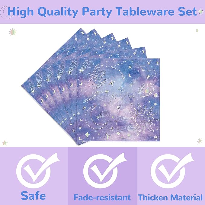 96PCS Space Galaxy Outer Party Supplies for Kids Boys Space Plates and Napkins for Birthday Party Decorations Star Themed Baby Shower Paper Plates Tableware 24 Guests