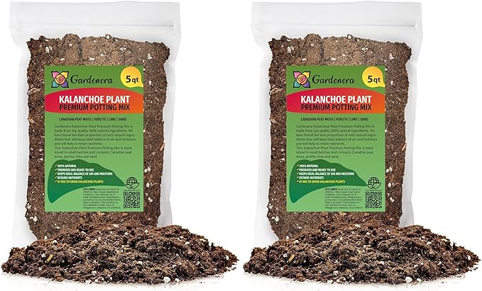 Gardenera Kalanchoe Plant Premium Potting Mix - 10 Quart - Optimize Growth with Natural Ingredients (2 Bags of 5 Quart)