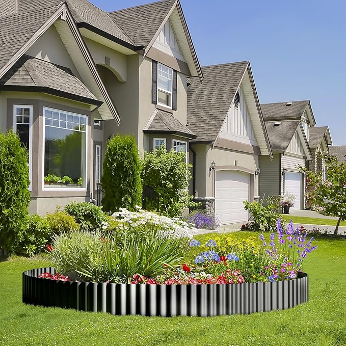 Land Guard Corrugated Garden Edging Border, 6" × 100' Landscape Paver Edging, Tall Landscape Edging, Fence for Garden, Flower Bed, Lawn and Landscape Edging (Black)