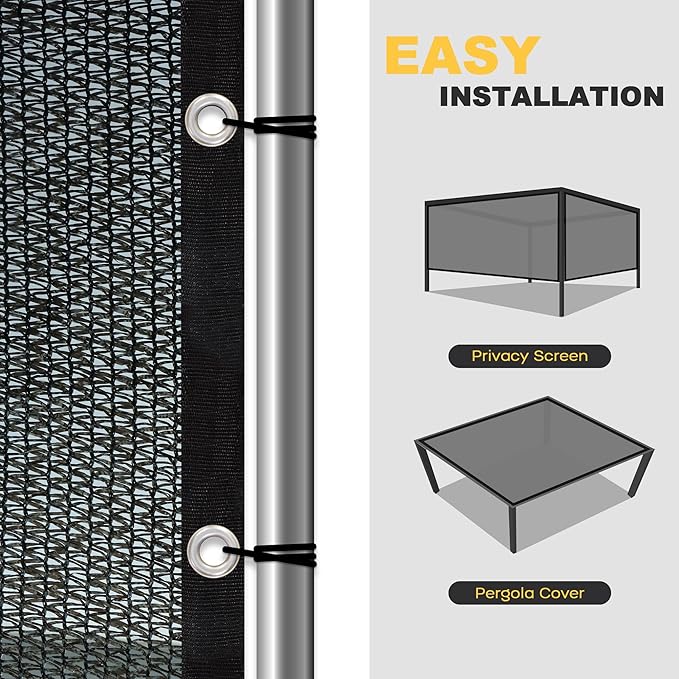 VICLLAX 70% Shade Cloth, 10x17FT Durable Black Mesh Trap with Every 3 FT Grommet, Sun Shade Fabric Netting for for Plants Cover, Greenhouse, Chicken Coop, Barn Kennel, Garden Patio